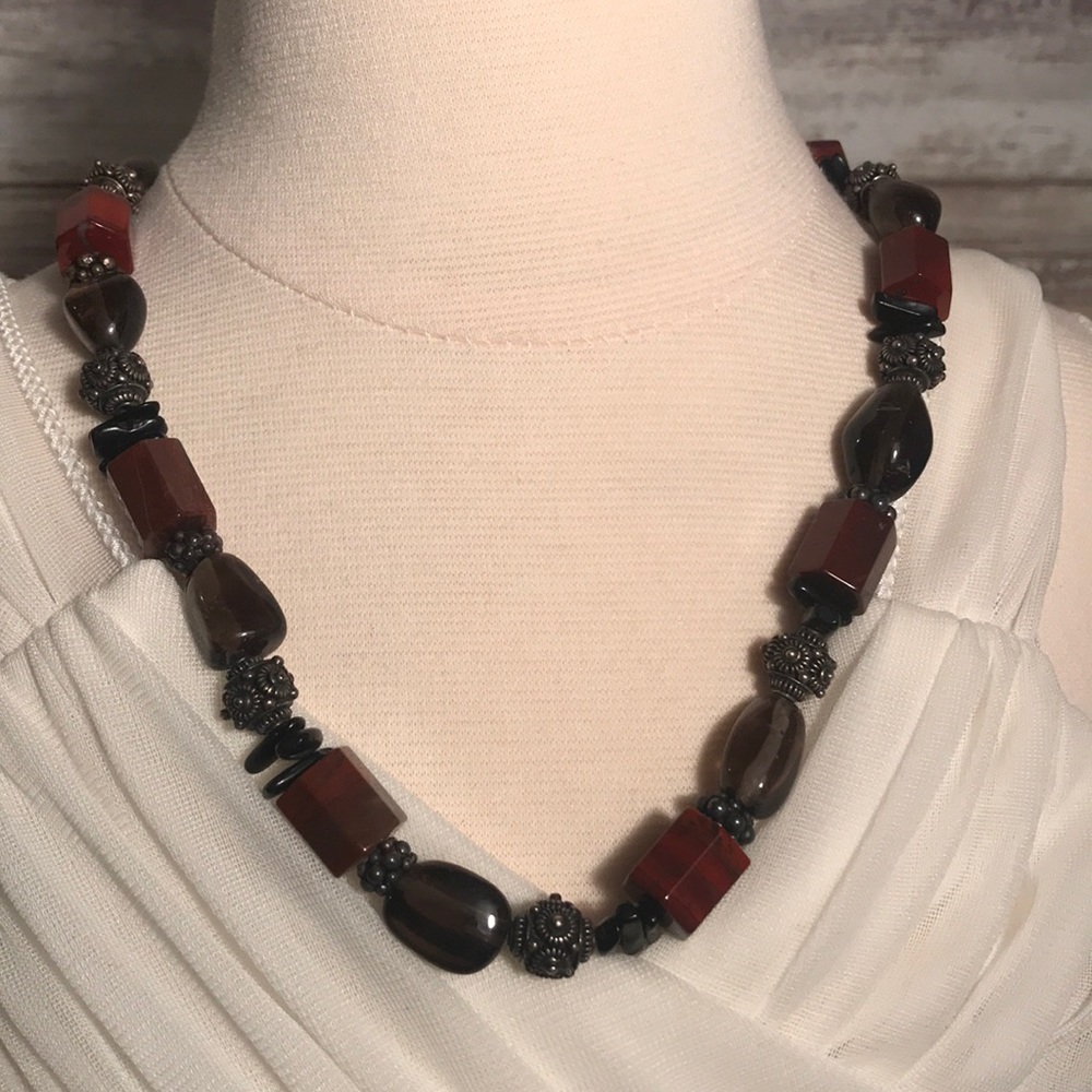 Beautiful Red and Brown Beaded Necklace